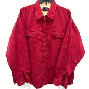 Wrangler Shirt Mens XXL Red Long Sleeve 100% Cotton Pockets Premium Quality